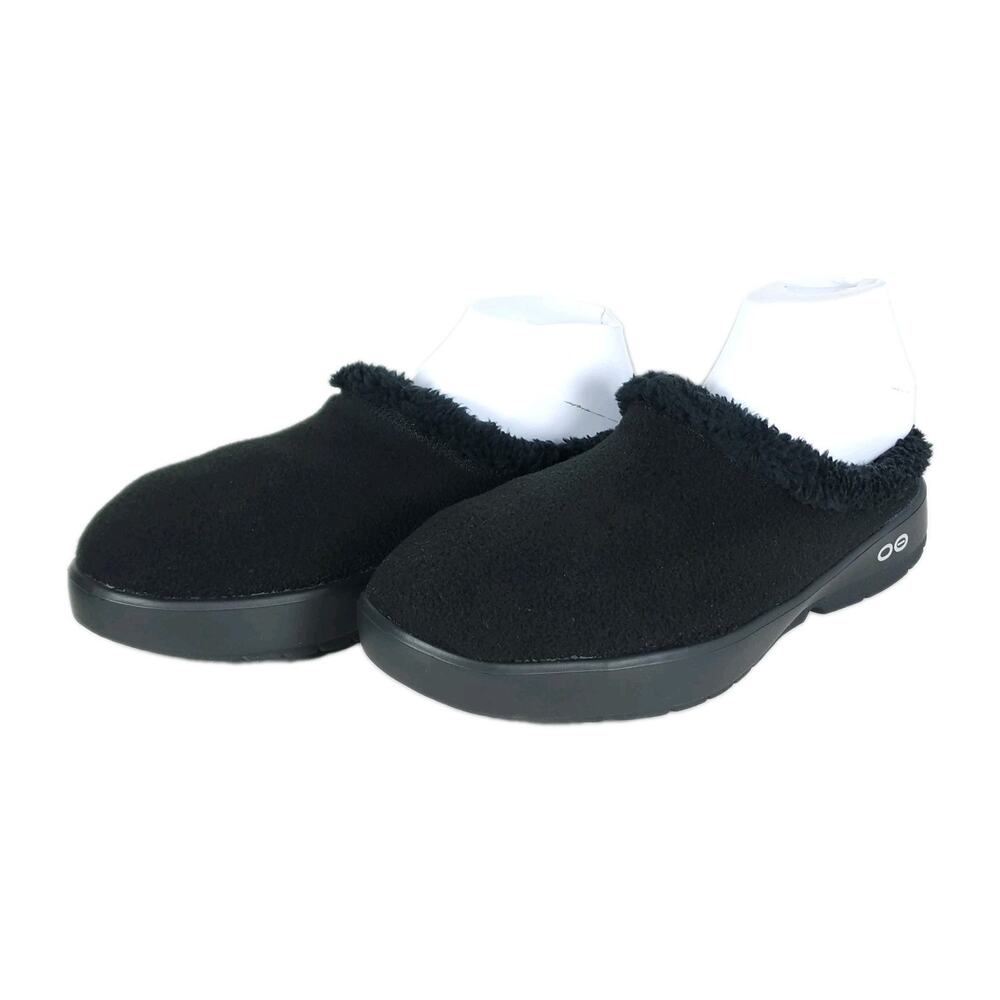 OOFOS OOcoozie Men's US10 Black Slip On Casual Recovery Mules Slippers